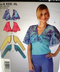 4323 SO EZ SILKY LS BOLERO SHRUG,CAPELET PATTERN 4-4 XXS-XL